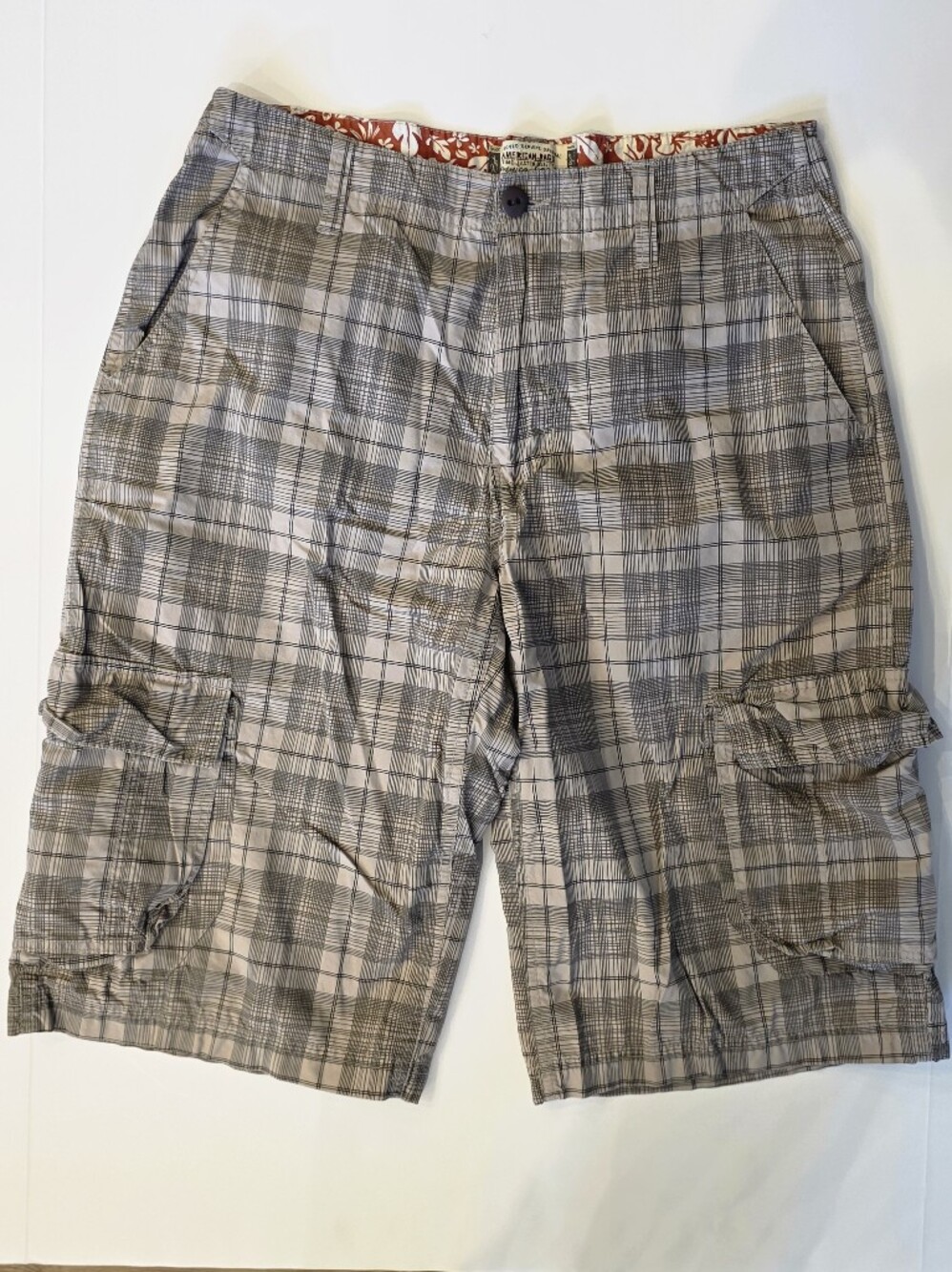 American Rag Men's Plaid Cargo Shorts - Gray & Tan